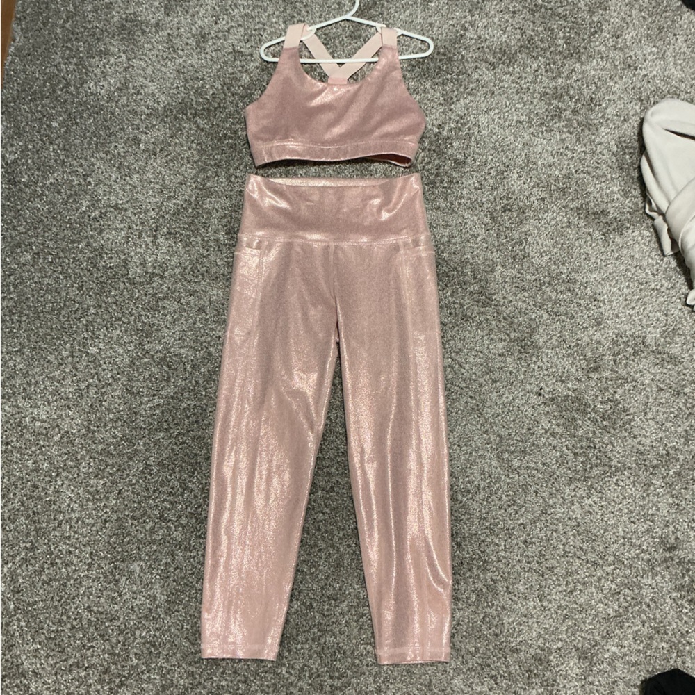 DSG Girl’s Pink Shimmer Leggings and Sports Bra